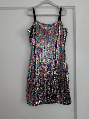 katie j sequin dress TWEEN ESTELLE ASYMMETRICAL STRAPLESS Sequin DRESS Black Sequin / LG (12)